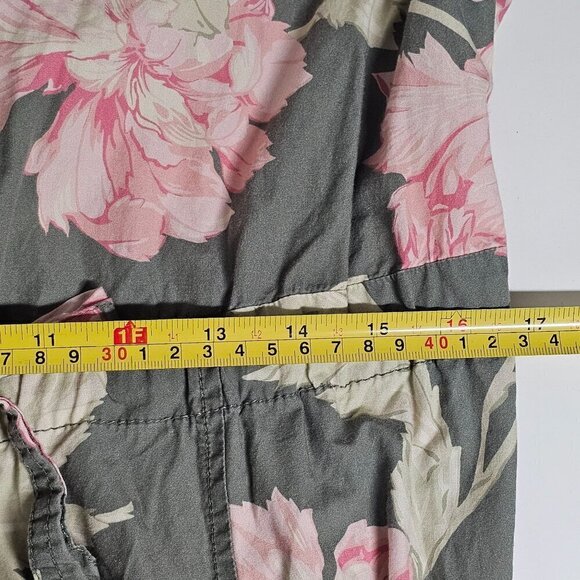Lavie Rebecca Taylor Floral Short Sleeve Peonies Jumpsuit In Moss Combo XL - Picture 14 of 16